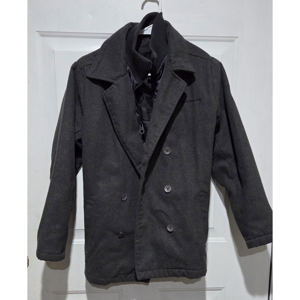 Calvin Klein Jeans Gray Double Breasted Peacoat Youth L (14-16) W/Inner Zip Line